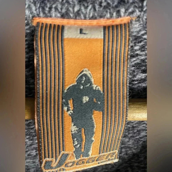 JOGGER 100% Wool Sweater Full Zip Mens Large Pockets Geometric Knit Collared - Picture 6 of 13